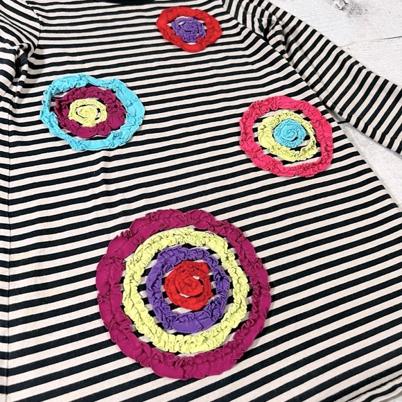 Hanna Andersson Black White Striped Long Sleeve Dress - Picture 2 of 3